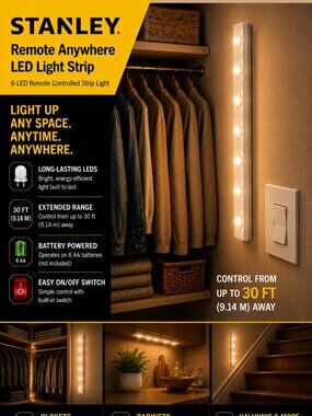Stanley Remote Anywhere LED Light Strip with Wireless Wall Switch